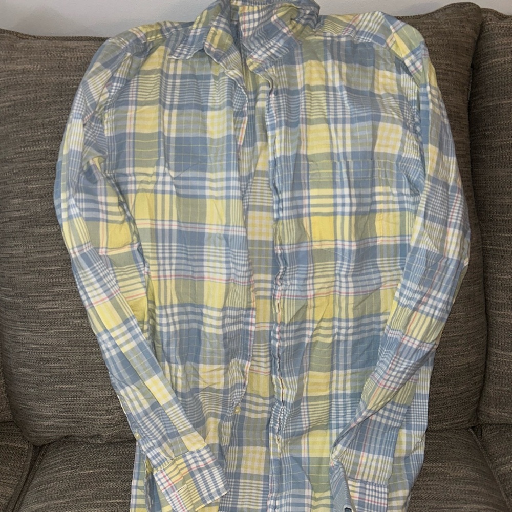 J. Crew Casual Plaid Shirt in Blue and Yellow